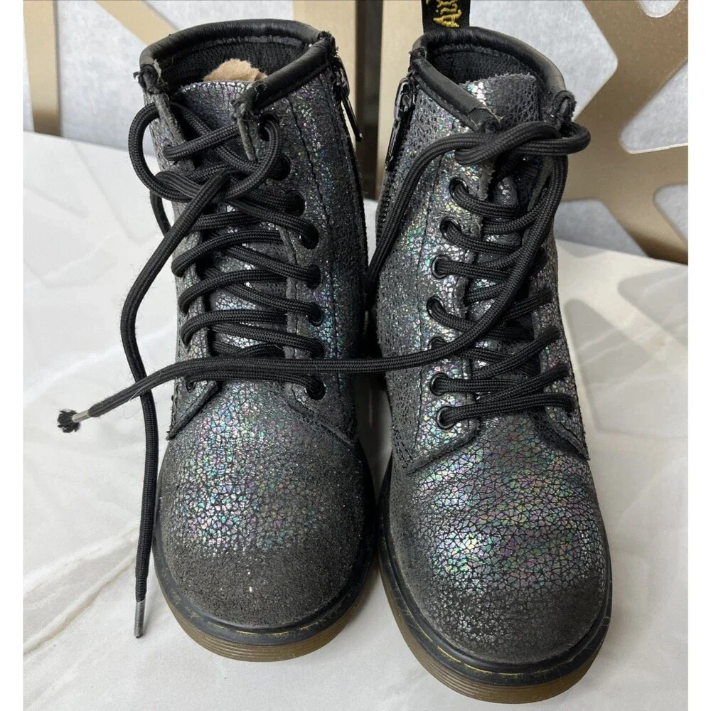 Dr. Martens ankle Boots Toddler Girls us 11 uk 10 Delaney  Gray Lace Up Zip